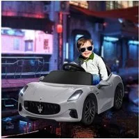 AIYAPLAY Elektro-Kinderauto 12V Kinder Elektroauto mit 2,4 GHz Fernbedienung, 2 Motor, Belastbarkeit 25 kg, (1-tlg), mit Hilfsrad, für 3-5 Jahre Kinder, Grau