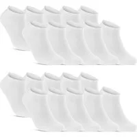 sockenkauf24 Sneakersocken 10, 20, 30 Paar Sneaker Socken Damen & Herren Schwarz Weiß Grau (Weiß, 20-Paar, 43-46) Baumwolle - 16900 WP