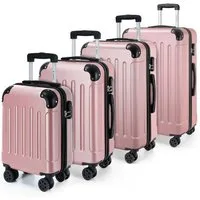 YONSLY Kofferset Reisekoffer Trolley Rollkoffer Hartschalenkoffer in S-M-L-XL, 4 Rollen, (Spar-Set, 4 tlg., inkl. Größen S, M, L und XL), mit 360° Lenkrollen, Zahlenschloss und mehrstufigem Teleskopgriff