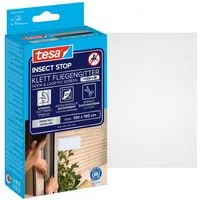tesa Fliegengitter-Gewebe Klett Fliegengitter Premium für Fenster, Insektenschutz mit Klettband, (Packung, 1-St., Fliegennetz, Klettband, Andrück und Schneidehilfe), selbstklebende Insektenschutz - 130 cm x 150 cm