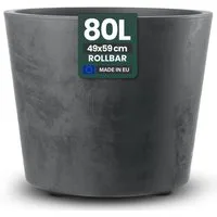 Kreher Pflanzkübel 'Millennium' in Naturstein Optik, 80 Liter, rollbar (Farbe wählbar)