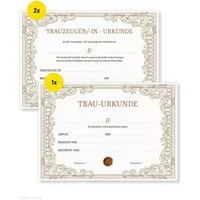 Frank Paperman Hochzeitskarte Urkunde Eheschließung, Urkunde Trauzeuge, klassisches Design, orginelle Hochzeitsgeschenke, Vordruck im DIN-A4-Format, Standesamt