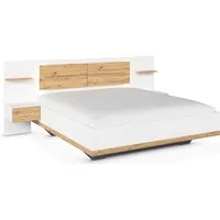 rauch Bettanlage Bett Doppelbett Komfortbett Funktionsbett BOSTON-EXTRA, (Set, 3-tlg., Liegeflächen 160 cm oder 180 cm), Mit warmer Kopfteil-Beleuchtung, 2x Hänge-Nachttische MADE IN GERMANY