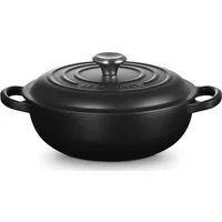 LE CREUSET Bräter Stew Pot Signature rund schwarz matt 22cm, Emailliertes Gusseisen