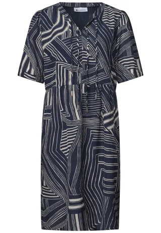 Street One - Knielanges Kleid mit Bänderdetail darkest blue - Gr. - 34