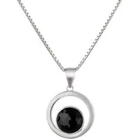 Schöner-SD Kette mit Anhänger Runder Anhänger mit Kristall und 925 Silber Halskette 45cm, mit Markenkristall