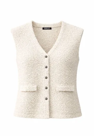 FRANK WALDER - Weste COOL MATCHA mit Knopfleiste ivory - Gr. - 42