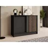 Beautysofa Kommode mit 2 Schiebetüren HORIZON (in 100 cm, 120 cm oder 160 cm, verschiedene Farben: Eiche Artisan, Schwarz, Weiß, Kaschmir), mit dekorativen Lamellen