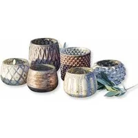 Mirabeau Windlicht Windlichter 6er Set Fajolle grau/gold (6er Set, 6er Set)