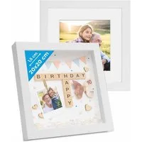 PHOTOLINI Bilderrahmen 2er Set 3D-Objektrahmen zum Befüllen mit Passepartout und Glasscheibe, für 2 Bilder (2er Set), Rahmen 20x20 cm für Objekte bis 1,5 cm Tiefe zum Basteln & Verschenken