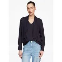 comma Langarmbluse Bluse Chiffon-Bluse mit plissierter Schluppe