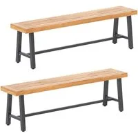 COSTWAY Gartenbank (2-St), wetterfest, Holz & Metall, 3-Sitzer Sitzbank, bis 360 kg