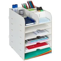 relaxdays Organizer Schreibtisch Organizer mit Ablagefächern (1 St), weiß