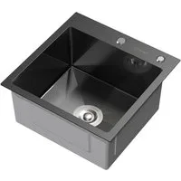 ML-DESIGN Küchenspüle Spülbecken aus Edelstahl, mit Ab- und Überlaufgarnitur & Siphon, 45/45 cm, Anthrazit Einzelbecken Waschbecken Küche Spüle Edelstahlspüle