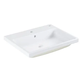 Grohe Cube Keramik Einbauwaschtisch 3947900H 60cm, 1 Hahnloch mit Überlauf, Rückseite glasiert, alpinweiß PureGuard