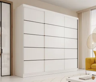 Schiebetürenschrank Schrank LUND in Weiß matt 250x215x58 cm