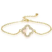 ROUGEMONT Armband Kleeblatt Glücksbringer Armband 925 Sterling Silber 18K Gold 18cm, Glücksbringer