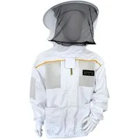 BIENEN SCHMIDT Arbeitsjacke Imkerschutzjacke LOW-AIR mit integriertem Schleier & Reißverschluss Schutzjacke Schutzkleidung Schutzjacke MESH weiß