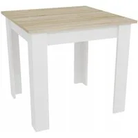 Home Collective Esstisch Küchentisch, Platte aus Eiche, Holztisch (Perfekt für Küche, Esszimmer, Wohnzimmer), 80x80 cm hergestellt aus Möbelplatte mit PVC-Furnier sonoma weiß
