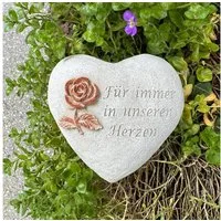 Radami Gartenfigur Grabherz Grabschmuck Grab Herz Spruch - Für immer in unseren Herzen -