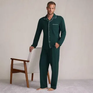 Jersey-Pyjamaset für Herren, Herren, size: regular, Grün, Elasthan/Baumwoll-Mischung, by Lands' End