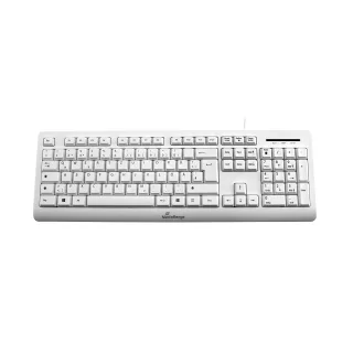 MediaRange kabelgebundene Tastatur mit 105 Tasten deutsches QWERTZ Layout PC Tastatur mit Plug&Play USB 2.0 Anschluss spritzwassergeschützt & höhenverstellbar Farbe weiß