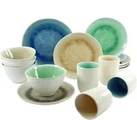 CreaTable Kombiservice Aquarius bunt (16-tlg), 4 Personen, Steinzeug