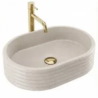 wohnwerk.idee Aufsatzwaschbecken Waschbecken oval Design Badwaschbecken Beige oder Schwarz