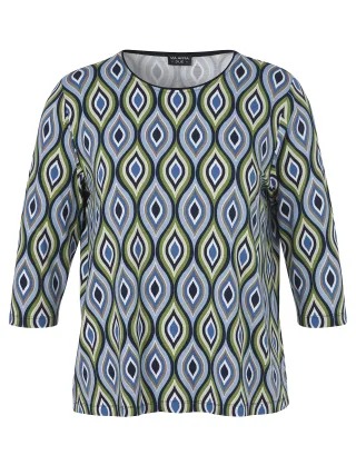 VIA APPIA DUE - T-Shirt Rundhals 3/4 Arm Druck indigo multicolor - Gr. - 48
