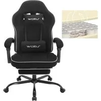 Woltu Gaming-Stuhl (1 St), mit Kopfkissen Lendenkissen Fußstütze, ergonomisch, Netzstoff