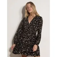 Apricot Minikleid Daisy Spray Wickelkleid mit Blousonärmeln