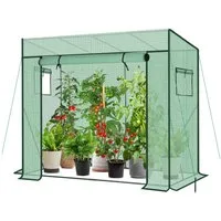 Sekey Gewächshaus Schrägdach Foliengewächshaus Tomatenhaus Begehbares Tomatengewächshaus, 200x77x146/169cm, 140g/m² PE Plane Wasserdicht Wetterfest Pflanzenhaus