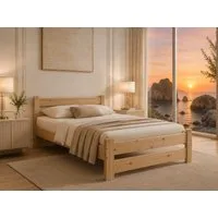 Best for Home Massivholzbett Massives Kiefernholzbett Bett aus Naturholz –stabil & zeitloses Design (Bettgestell mit Lattenrost, 6-tlg., Bettgestell inkl. Lattenrost), Massives Kiefernholz, naturbelassen & chemikalienfrei