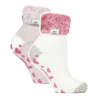 2er-Pack Damen Weiche Lounge-Socken mit Grippaufsatz