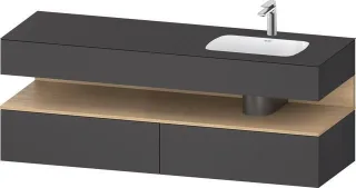 Duravit Qatego Einbauwaschtisch mit Konsolenwaschtischunterbau Graphit Matt 1600x550x600 mm - QA4796 QA4796030490000
