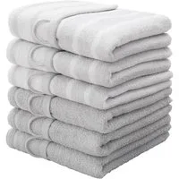 OTTO home Handtücher Finn, Walkfrottee (6-St), im 6 teiligen Set, Uni- und gestreiftes Design aus 100% Baumwolle