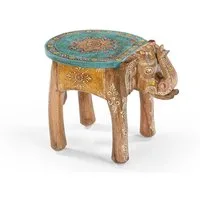 iAnanas Beistelltisch Mangoholz Massiv Sofatisch Dekotisch Wohnzimmertisch (1-St), Dekotisch Vintage Ethno Pflanzenständer Massivholz Unikat Elefant