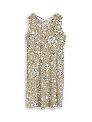 Tom Tailor - Jerseykleid mit Cut-Out-Detail olive big flower design - Gr. - 40