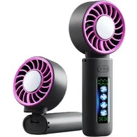 nsihing Handventilator 3-in-1 Turbinen Ventilator mit Kühlplatte, 4 Stufen, LED Display, Tragbarer Hand- und Nackenventilator für Büro,Strand,Reise und Outdoor