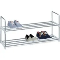 relaxdays Schuhregal Metall silb, 2