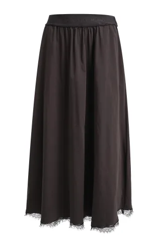 Milano Italy - midi skirt with lace at hem mocca - Gr. - 38