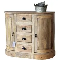 baario Kommode Kommode GUILLON halbrund, braun Massivholz Landhaus Antik Barock