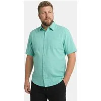 Men Plus Kurzarmhemd Hemd Halbarm Kentkragen Leinenoptik Comfort Fit