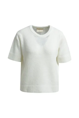 Smith&Soul - Light BouclÃ© Half Slv Pullover cream white - Gr. - L