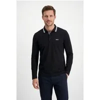BOSS GREEN Langarm-Poloshirt Plisy mit Streifen am Kragen