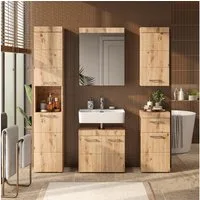 Vicco Badmöbel-Set Luna, Eiche, 5 Teile, (5-St., 5er Set)
