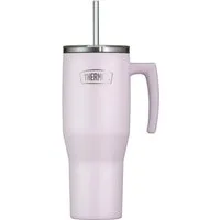 THERMOS Thermobecher REFRESHING SERIES ISOLIERTRINKBECHER mit Strohhalm, 1-tlg., Edelstahl, Kunststoff, Silikon, Titan, 1,10l, 6h heiß & 6h kalt, mit Griff
