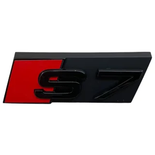 Original Audi S7 A7 Black Edition Emblem Schriftzug Logo Emblem in Schwarz glänzend für Kühlergrill