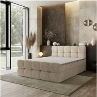 Masseno Boxbett BRUME 180x200 cm mit Bonell Matratze und Topper, Doppelbett, Polsterbett mit Kopfteil, Boxspringbett