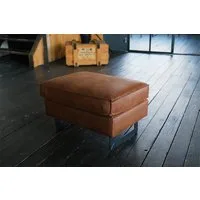 KAWOLA Hocker VILNIUS, Polsterhocker Kunstleder mit Lederanteil cognac